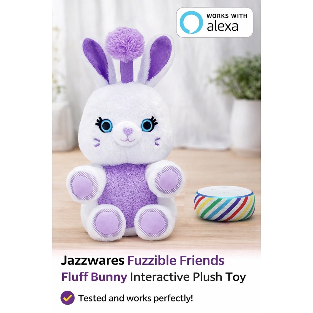 Jazzwares Fuzzible Friends Fluff Bunny Rabbit Alexa Compat Interactive Plush Toy